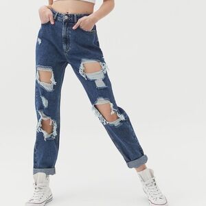 BDG Urban Outfitters High Waisted Mom Jean-  Destroyed Medium Wash